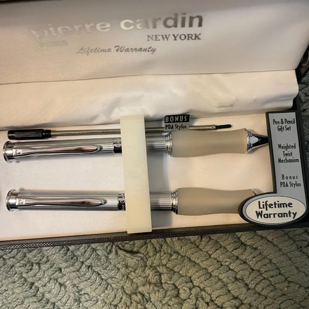 Vintage Pierre Cardin Pen Pencil and Stylus Ribbed Metal & Rubber grip